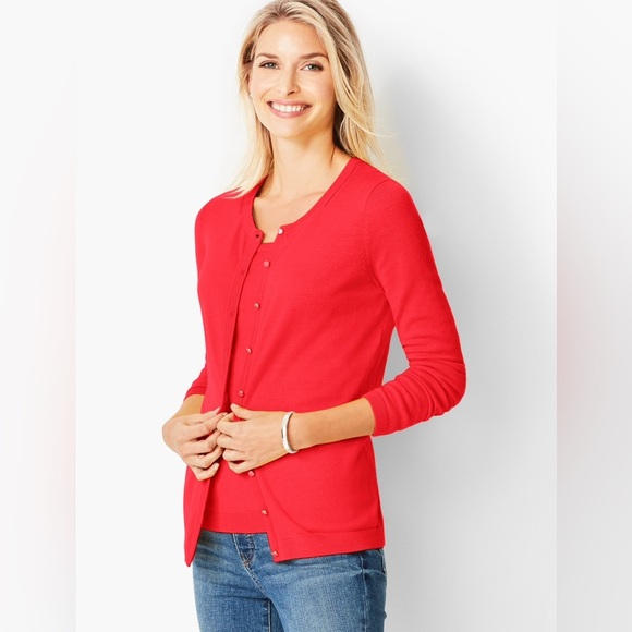 Talbots CHARMING CARDIGAN Sweater Red sz XS - Picture 1 of 6